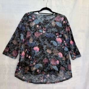 Top Ligne Floral‎ Top Womens Size Medium Scoop Neck 3/4 Sleeve Stretch